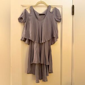 Nicholas K lilac gray double tiered short sleeved tunic dress XS